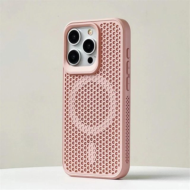 Yiran bag MagSafe Schutzhülle für iPhone 16 15 14 13 Pro Max Plus mit Wärmeableitung und magnetischem kabellosem Laden, PC-Hartschale, Pink oder Transparent - Bild 1
