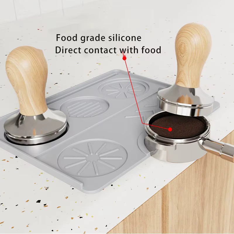JUSTINLAU Silikon Kaffee-Tampermatte in Grau, rutschfeste Espresso-Tampstation und Bar-Abtropfmatte für Barista-Werkzeuge - Bild 3