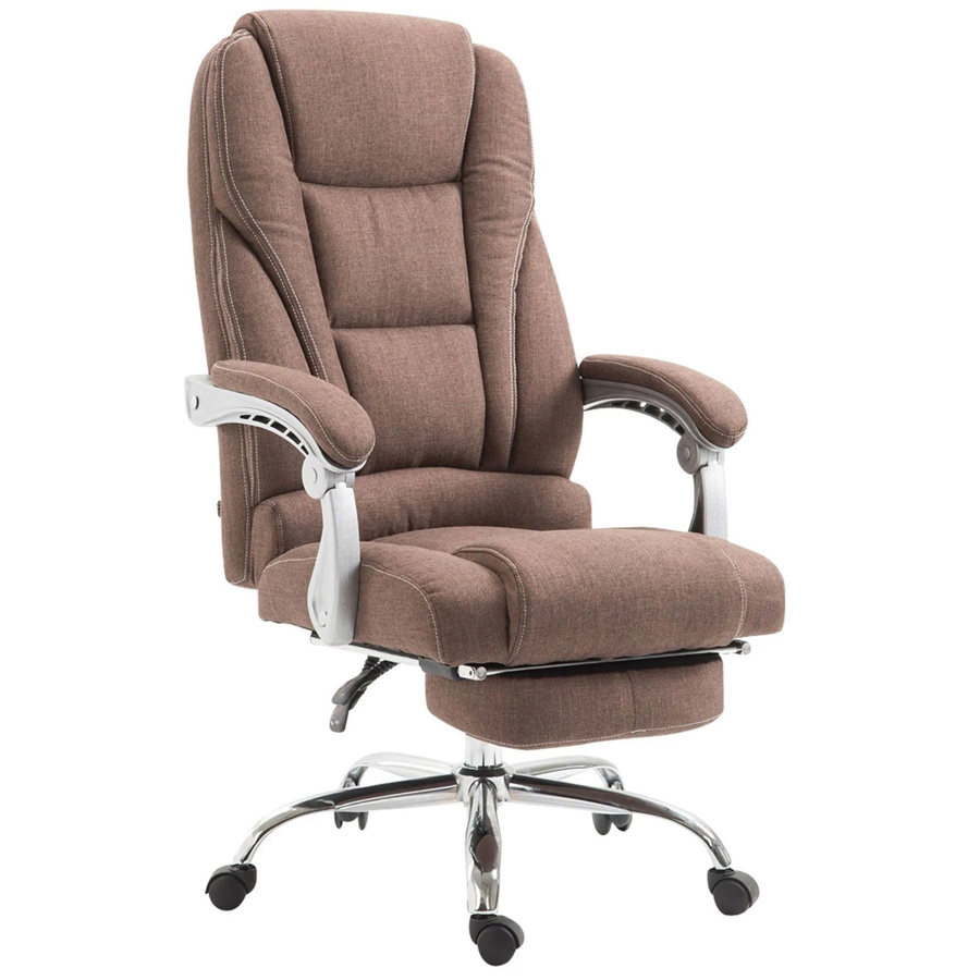 DELUKE Bürostuhl MIAMI Ergonomischer Stoffstuhl in Braun mit Chromoptik Gestell, H: 118 cm, B: 68 cm, T: 64 cm - Bild 2