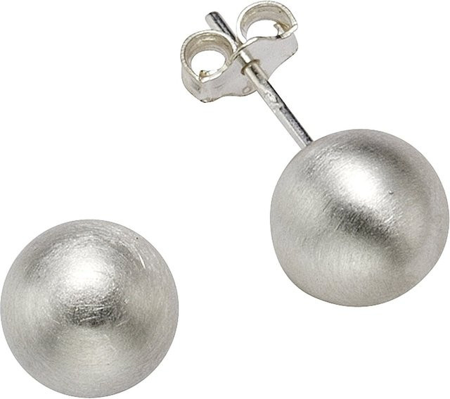 Zeeme Ohrringe 925 Silber, mattiert, 8 mm, Damen - Bild 1