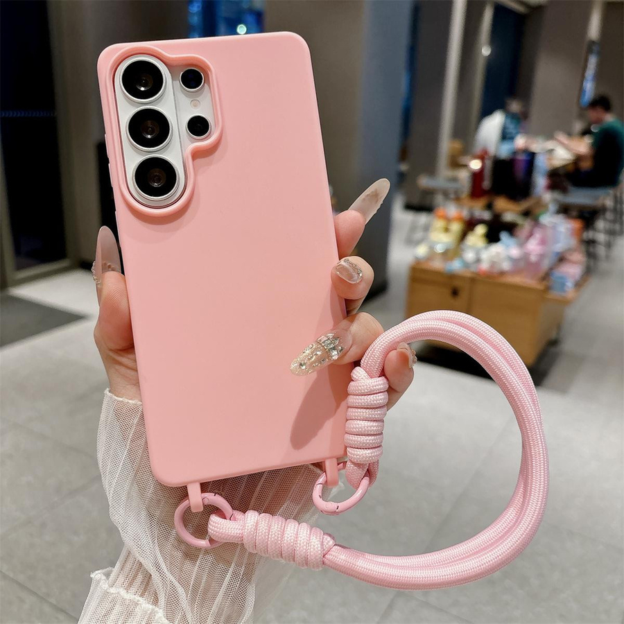 Silikon Handyhülle mit Armband in Pink für Samsung Galaxy S26 S25 S24 S23 S22 S21 Ultra FE Plus A56 A36 A26 A17 A07 - Bild 2