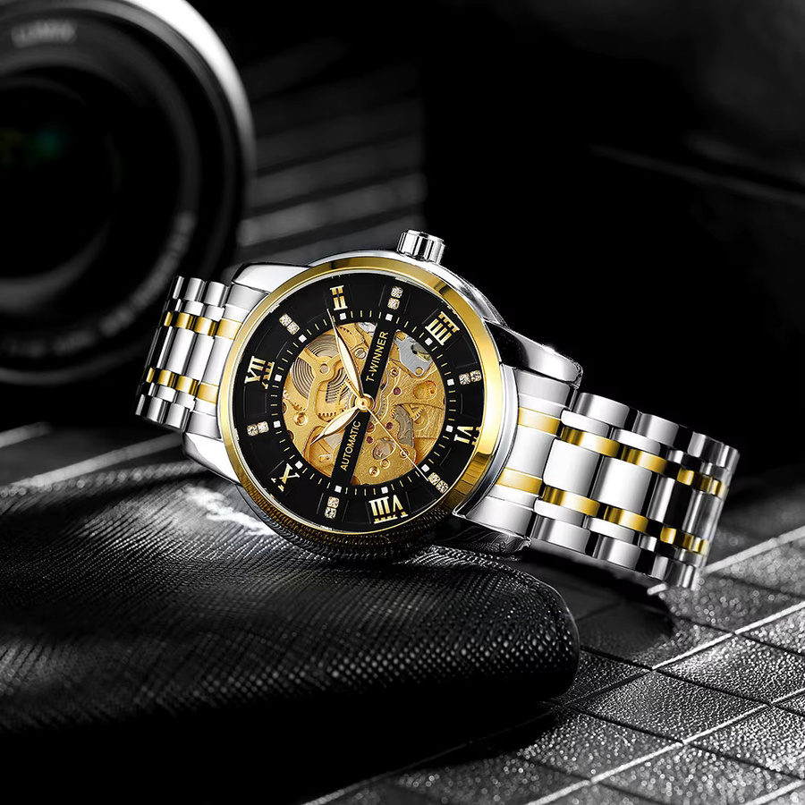 WINNER Armbanduhr, Automatik, Skelett, Schwarz, Edelstahl, Herren - Bild 4