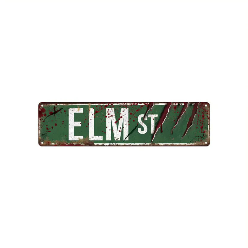 CIFBUY Vintage Elm Street Metallschild als grüne Wanddekoration für Halloween, rechteckig - Bild 3