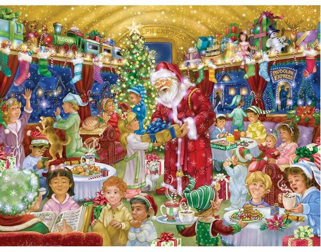 FIYO 5D DIY Diamond Painting Weihnachtsmann gibt Geschenke Mosaik Stickerei, Blau, B x H: 20 x 30 cm - Bild 1