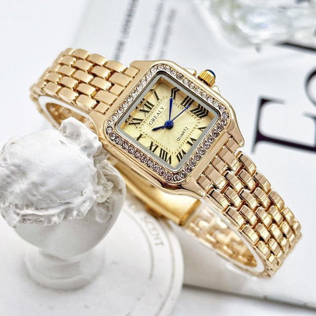 GREALY Armbanduhr, Quarz, Edelstahl, Diamant, beige, Damen - Bild 1