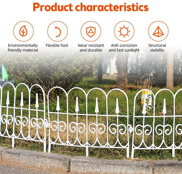 Nensit Gartenzaun-Einsatz 6er-Pack aus weißem PVC als dekorative Gartenlattenzaun Einfassung für Rasen und Blumenbeete - Bild 1
