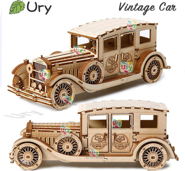Ury 3D Holzpuzzle Retro Oldtimer, Holzpuzzle, Fahrzeuge - Bild 1