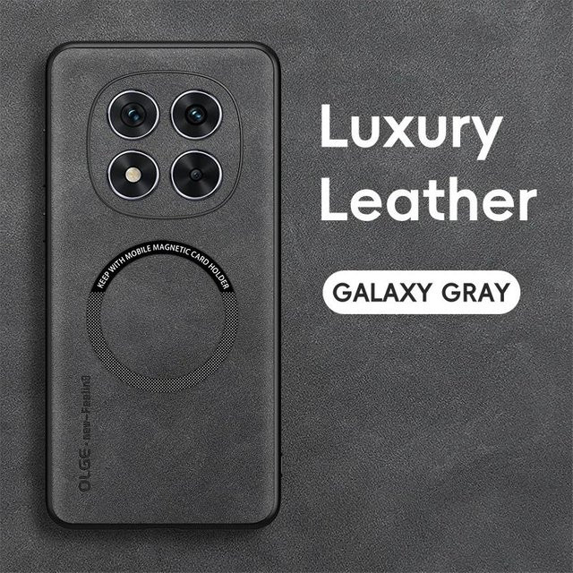 Magnetische Retro-Ledertasche für Xiaomi Redmi Note 14 Pro Plus und Redmi Note 14 Pro 5G, weiche Handyhülle in Grau mit kabellosem Laden - Bild 1