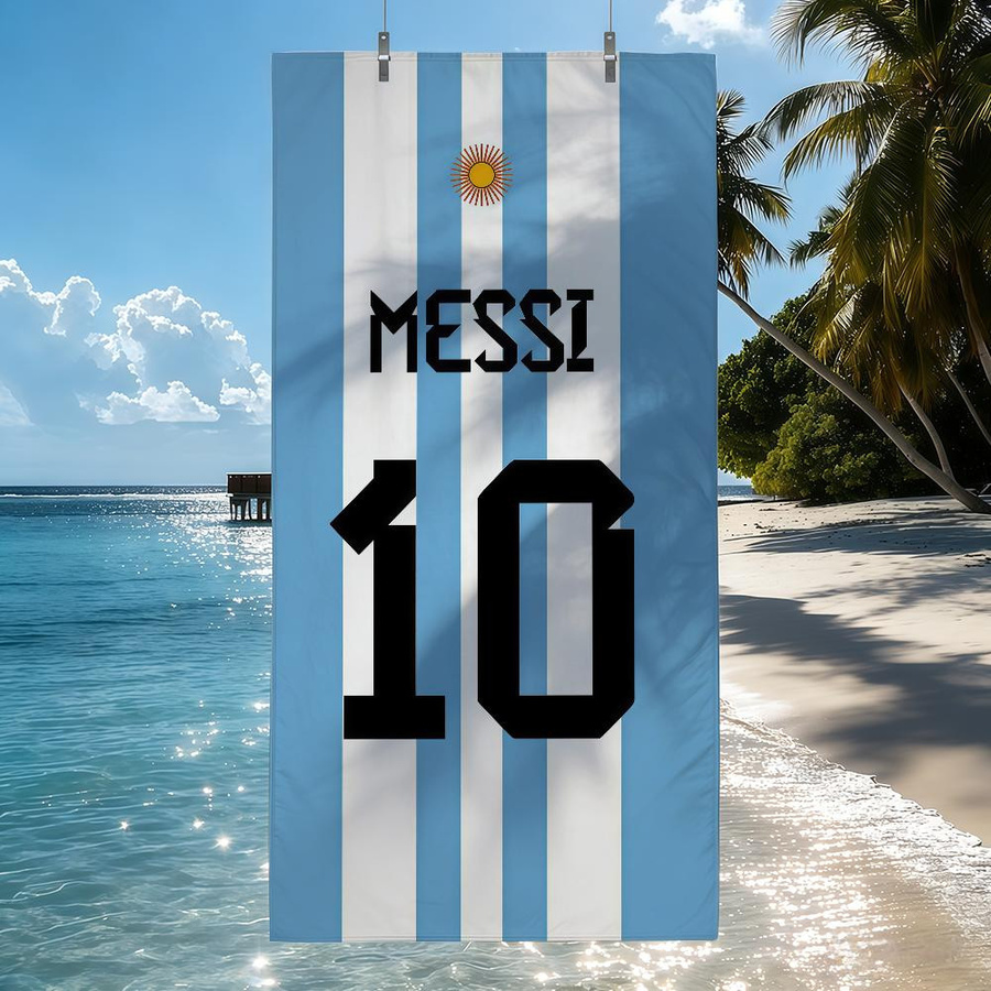 JINGYUE Pet Schnelltrocknendes Badehandtuch mit Messi-Motiv, B/H: 90 x 180 cm - Bild 2