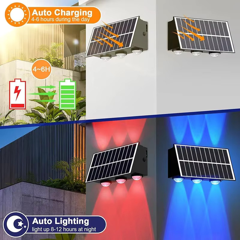 TLEDMP Solar-Wandfluter RGB Außenleuchte Schwarz für Garten und Außenbereich - Bild 2