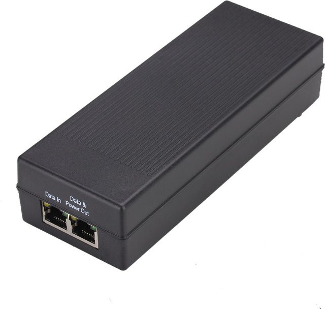 Microconnect POEINJ-30W PoE-Adapter für 10 Gigabit und 100 Gigabit Ethernet, 48 V, 30W PoE, Schwarz - Bild 1