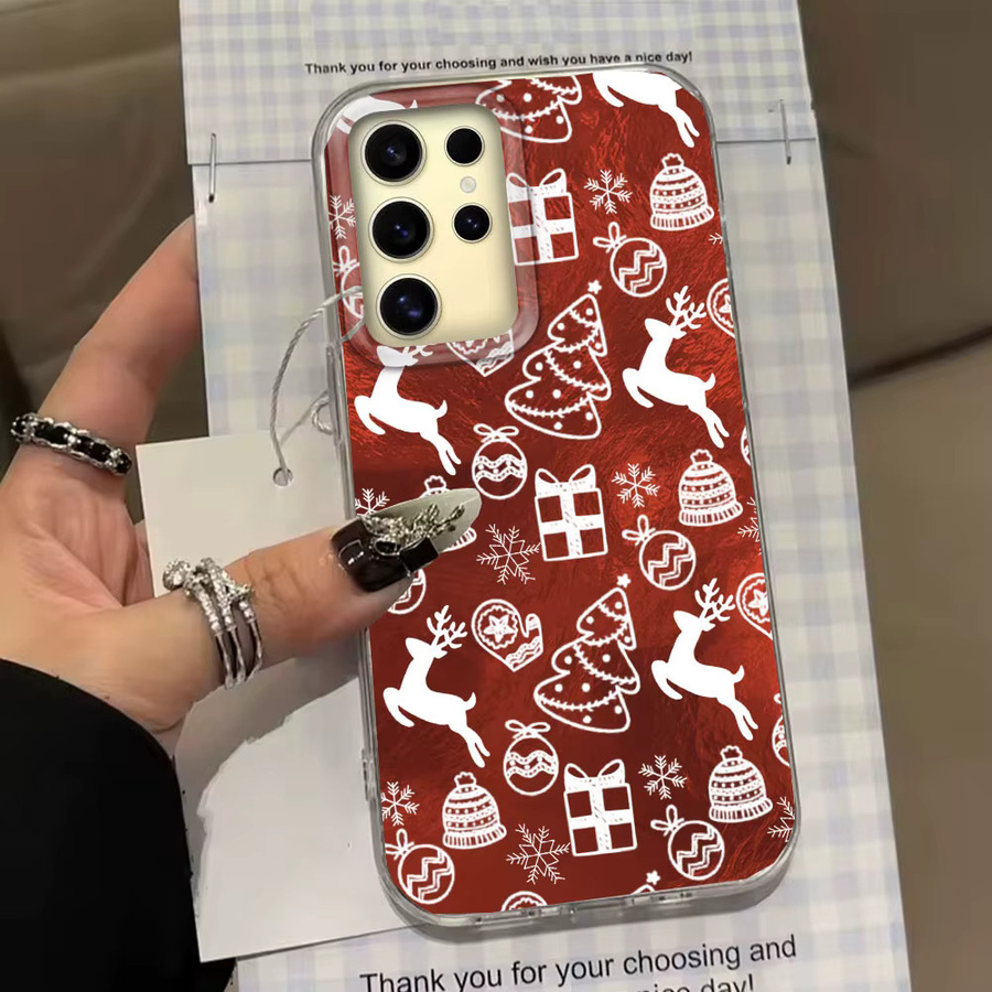 Handyhülle mit rotem Elch Motiv für Samsung Galaxy S24 S25 S23 S22 S21 S20 FE Ultra und Edge, TPU Cover - Bild 2