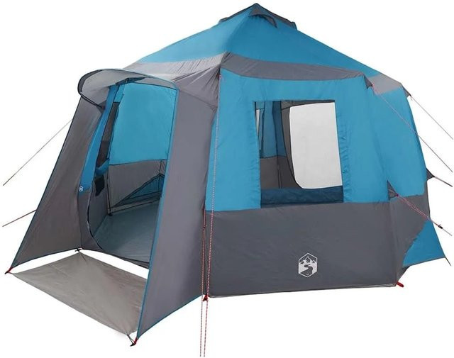 vidaXL Hütten-Zelt in Blau und Grau, B/T/H: 405 x 405 x 273 cm - Bild 1