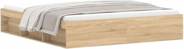 vidaXL Bettgestell Sonoma-Eiche in Braun mit Seitenfächern im modernen Stil, B/T/H: 180 x 200 cm - Bild 1