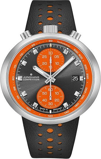 Junghans Chronograph, Automatik, Edelstahl, 45,5 mm, Leder, Herren - Bild 1