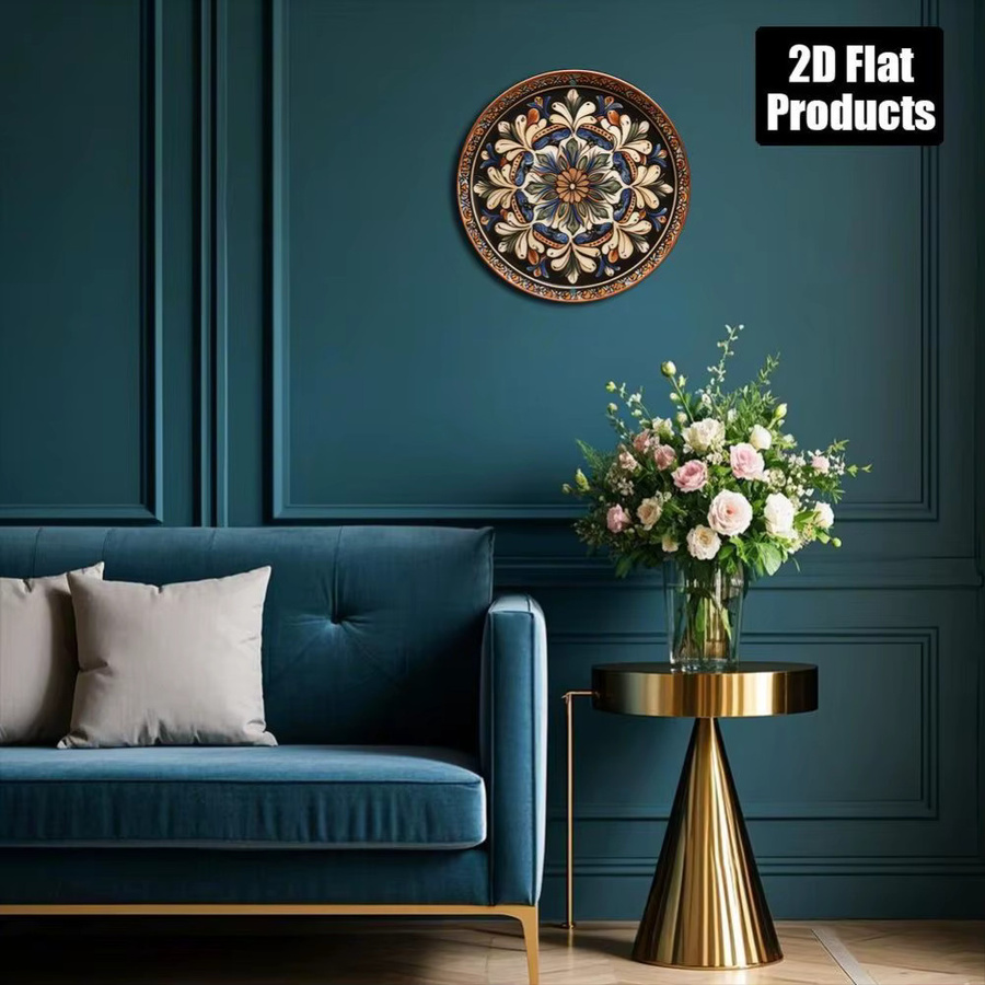 Rundes Aluminiumschild CIFBUY mit Mandala-Blumen-Design in Multicolour, Retro-Deko aus Metall, Durchmesser: 20 cm - Bild 6