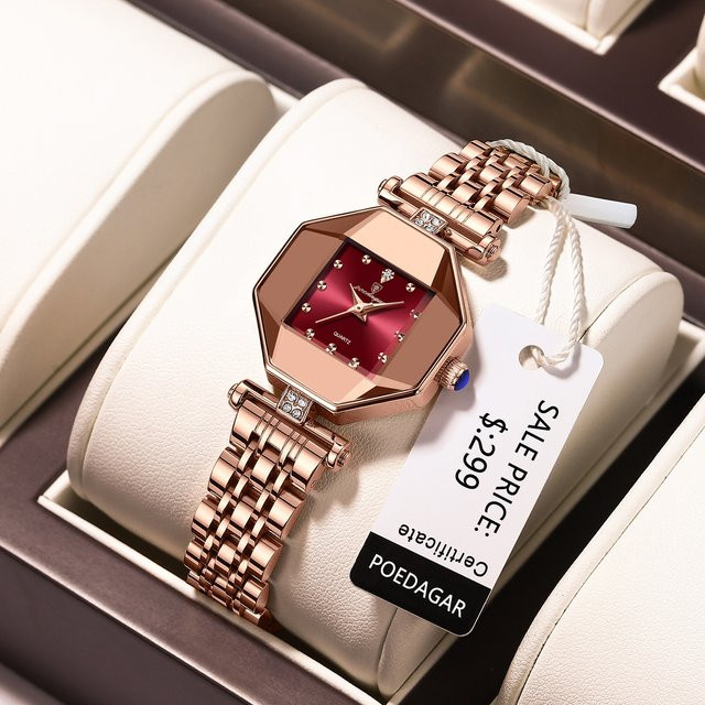 Poedagar Armbanduhr Edelstahl, Quarz, Roségold, Damen - Bild 1
