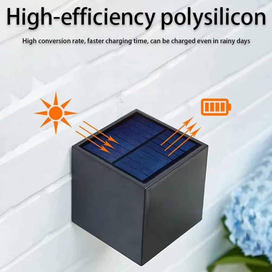 Wasserdichte LED Solar Wandleuchte von ZTree in Schwarz für Garten, Terrasse und Weg mit warmweißem Licht - Bild 4