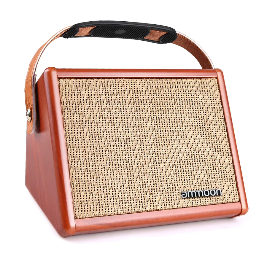 ammoon Akustikgitarren-Verstärker mit Bluetooth-Lautsprecher, Mikrofon-Eingang und Reverb-Effekt in Braun - Bild 2