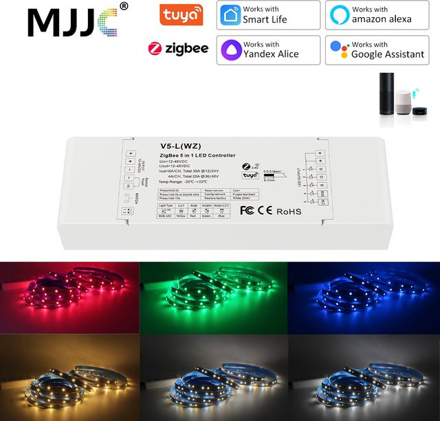 Tuya ZigBee RGB CCT Controller 5 in 1 Smart Life Gateway mit 2,4G RF für RGB, RGBW und LED Streifen, 12V-48V DC, Multicolour - Bild 1