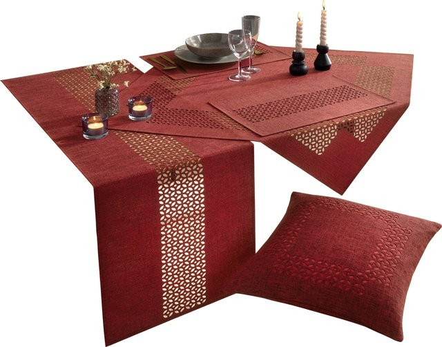 Tischdecke Heine in Rot aus 100% Polyester, Breite: 140 cm, Tiefe: 40 cm - Bild 1