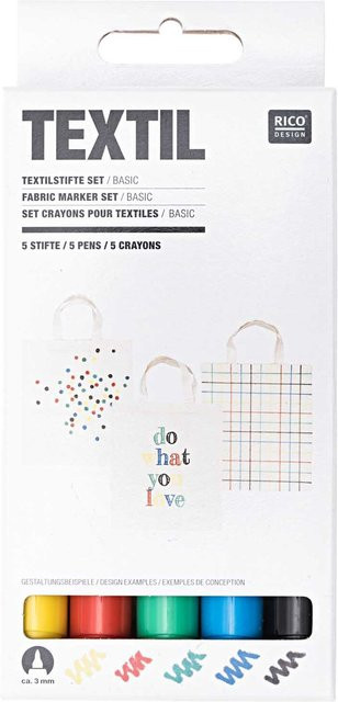 Rico Design Textilstifte Basic in Multicolour für kreative Stoffbemalung - Bild 1