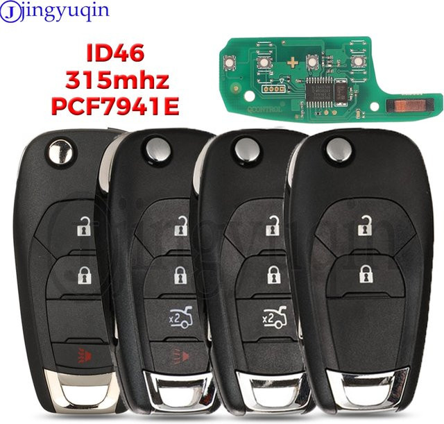Jingyuqin Auto Fernbedienung Flip Key 315MHz ID46 PCF7941E LXP-T003 in Schwarz für Chevrolet Cruze Sonic Trax Spark Aveo Trailblazer - Bild 1