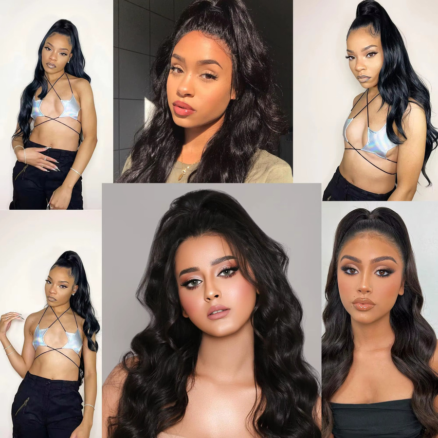 Dula A Hair Body Wave Pferdeschwanz-Extensions aus Echthaar, Damen - Bild 5