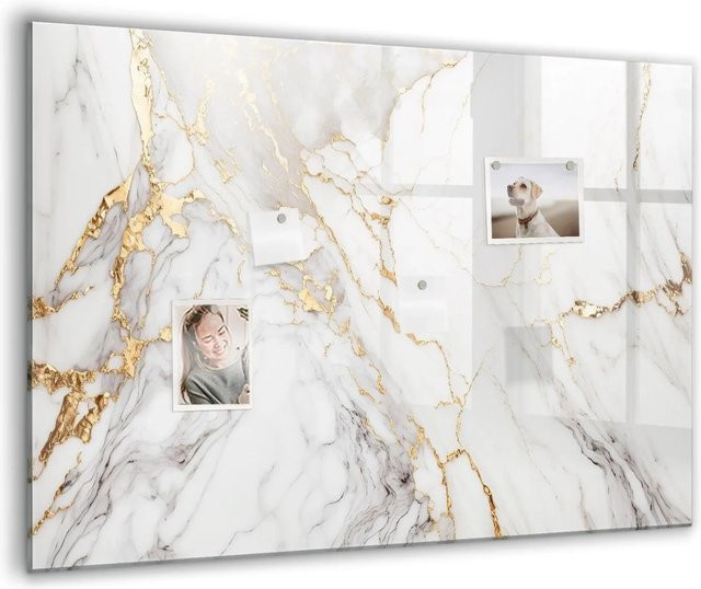 Tulup Magnetische Glassboard Beschreibbare Magnettafel in Marmor-Optik Schwarz Weiß B: 100 cm, H: 70 cm - Bild 1
