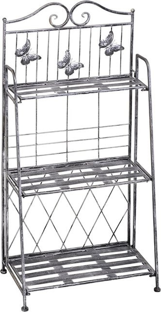 Furnicato Pflanzregal Blumenständer aus Metall in Silbergrau, B/T/H: 44 x 25 x 96 cm - Bild 1