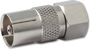 Kathrein F-Übergang von F-Stecker auf IEC-Buchse EMU 06 in Silber - Bild 1