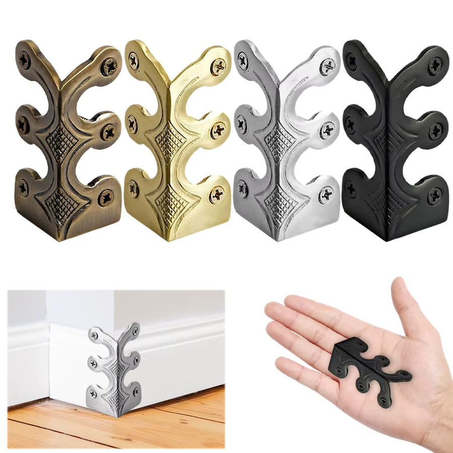 6 Stück Vintage Metall-Eckenschutz aus Stahl von alloet in Bronze und Gold für dekorative Fußleisten - Bild 2