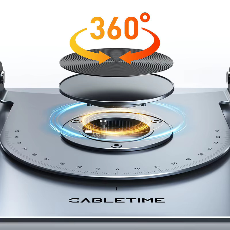 CABLETIME Laptop-Ständer 360 Grad drehbar und faltbar aus Aluminium in Silber für Dell Lenovo und Gaming Laptops - Bild 6