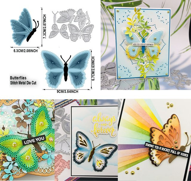 Alinacutle Schmetterlings-Metallstanzform in Silber für Scrapbooking und Bastelarbeiten - Bild 1