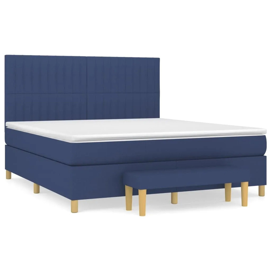 vidaXL Boxspringbett mit Matratze Hybrid-Design in Blau und Weiß, B/T/H: 160 x 200 x 203 cm - Bild 2