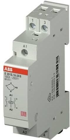 ABB Stromstoß-Schalter E291S-16-20/8 für Hutschiene, 2 Schließer und 1 Öffner, 250 V/AC, 16A, 4000 VA, Weiß - Bild 1