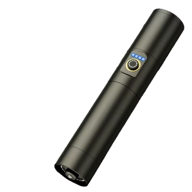 Wasserdichte LED-Taschenlampe aus Aluminiumlegierung mit USB-C-Aufladung und Teleskop-Zoom in Schwarz - Bild 6