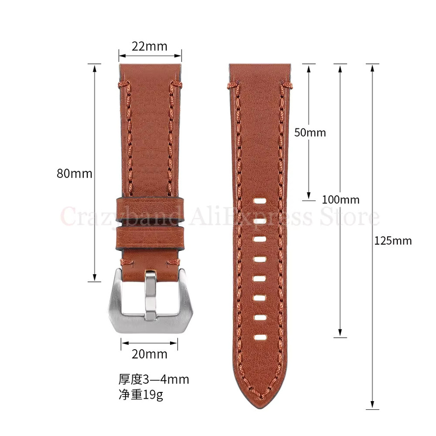 crazyband Uhrenarmband Rindsleder, Braun Schwarz, Unisex - Bild 4