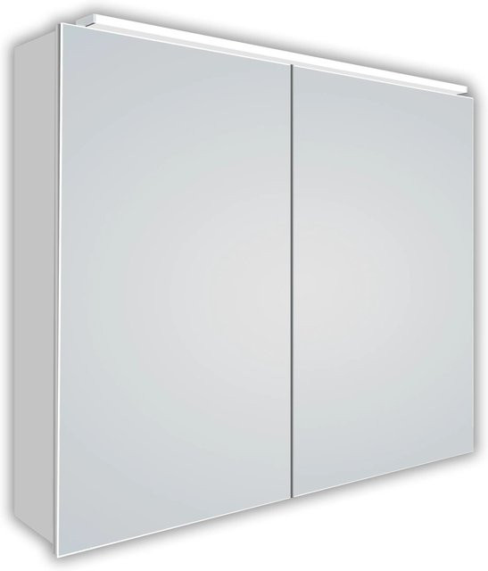 DSK Spiegelschrank Vegas in Silber mit LED-Beleuchtung und Glasfront, Breite: 70 cm - Bild 1