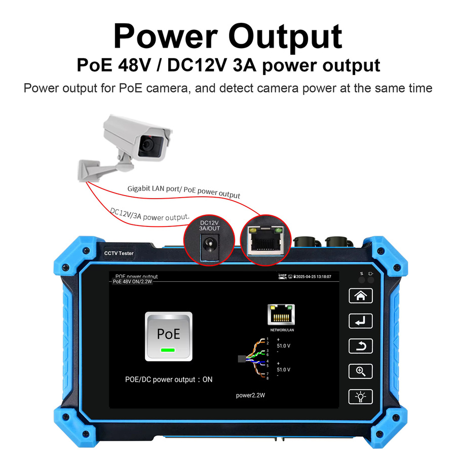 WANGLU IPC-5200C Plus IP-Kameratester 8K mit 8MP AHD TVI CVI SDI VGA HD-Eingang in Blau - Bild 4