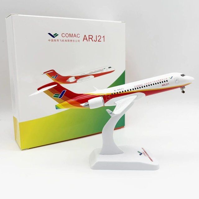 ZOCO Flugzeugmodell COMAC ARJ21 Metalldruckguss in Rot, 24 cm Miniatur für Sammler - Bild 1