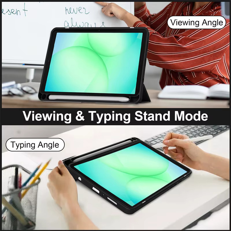Samsung Galaxy Tab A11 8,7 Zoll 2025 Schutzhülle mit Acryl-Rückseite, Stifthalter und Klappständer in Schwarz, passend für SM-X130 SM-X133 X135N/G - Bild 2