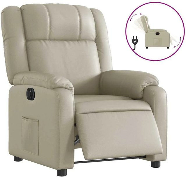 vidaXL Elektrischer Relaxsessel aus Kunstleder in Beige mit Armlehnen - Bild 1