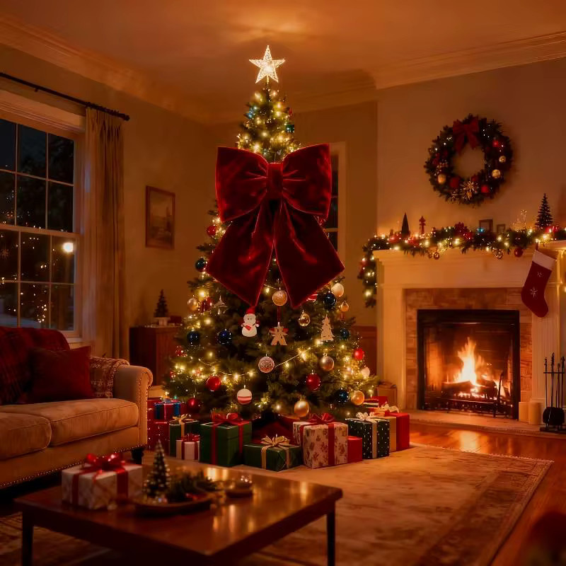 ZQNYCY Weihnachtsbaum Anhänger Rote Samtschleife als Weihnachtsdekoration und DIY-Ornament - Bild 6