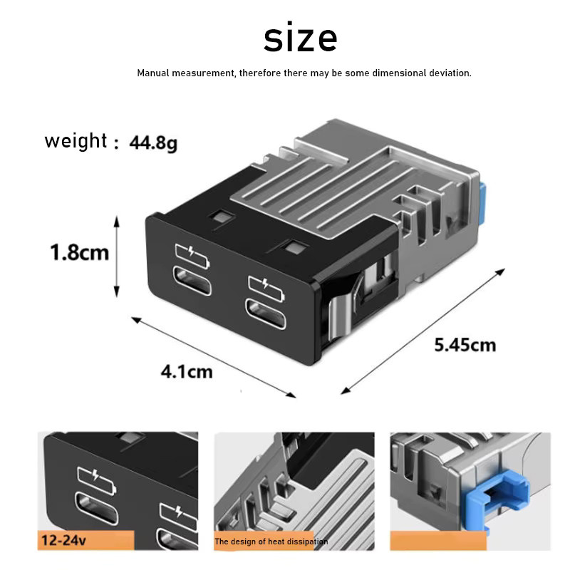 TRMODS Dual PD3.0 USB-C Autoladegerät 45W Schnellladegerät Adapter in Schwarz für BMW 3/5/7 Serie und X1 X3 X5 - Bild 3