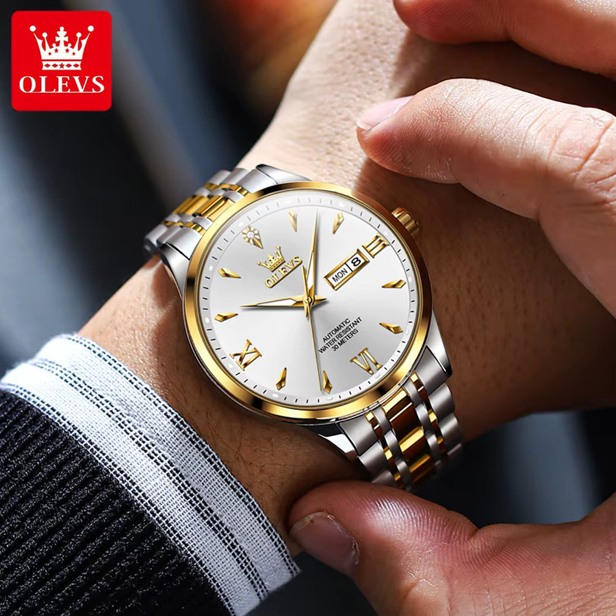 OLEVS Armbanduhr, Automatik, Gold, Edelstahl, Herren - Bild 3