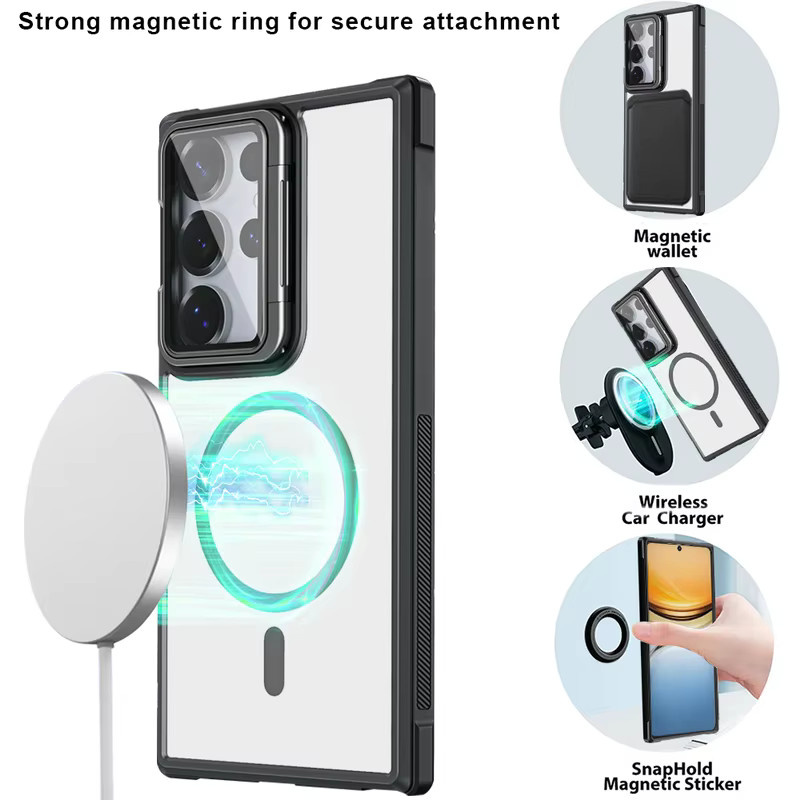 Magnetische Handyhülle für Samsung Galaxy S26 S25 S24 S23 Ultra und S26 Plus S25 S24 mit MagSafe Kompatibilität und mattiertem Linsenschutz in Rot - Bild 4