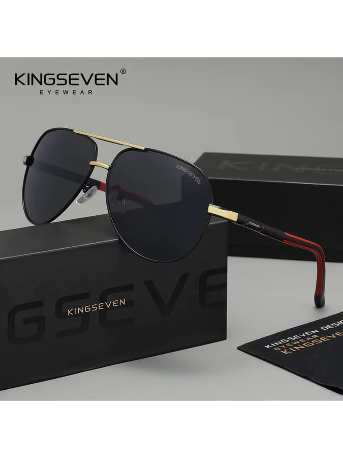 KINGSEVEN Sonnenbrille Aviator, Vollrand, Schwarz, Unisex, polarisiert - Bild 3