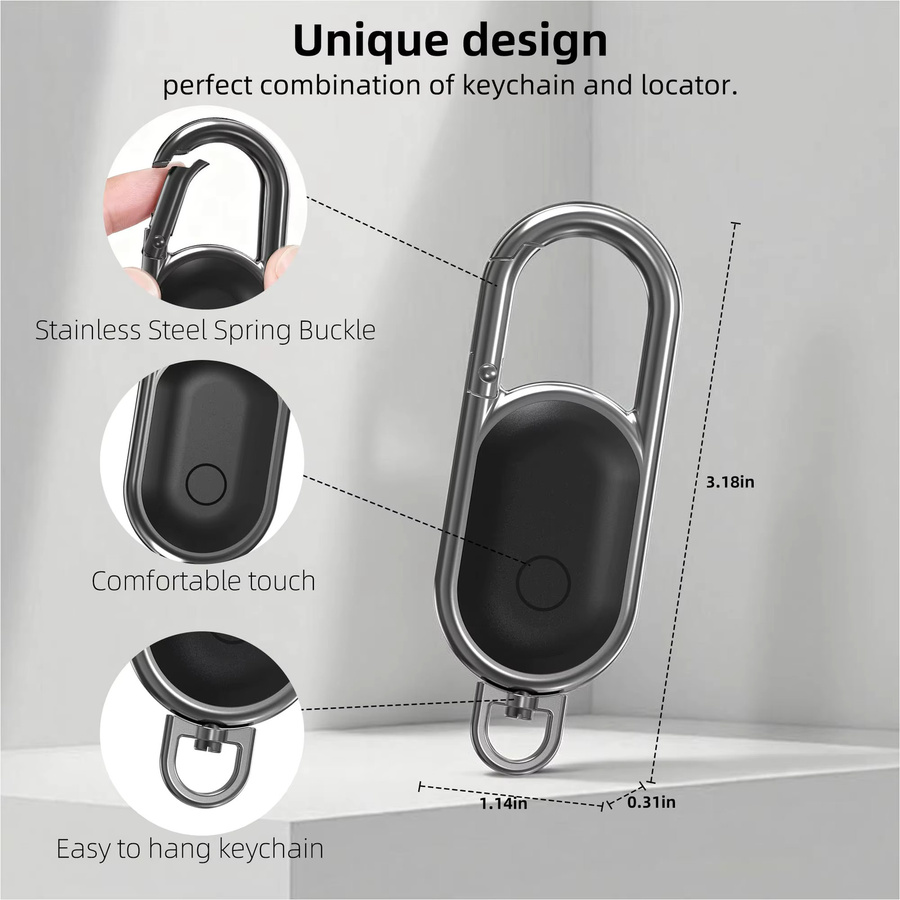 FUNTINGTREE iOS Key Finder Locator mit Sound Item Tracker für Schlüssel, Gepäck und Rucksäcke, Schwarz - Bild 2