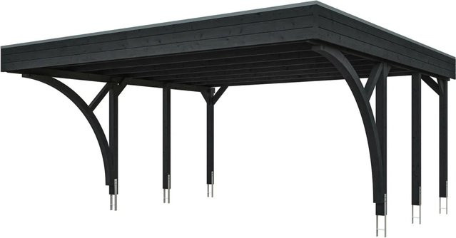 SKANHOLZ Carport Friesland aus Fichte mit zwei Einfahrtsbögen und Flachdach in Anthrazit und Schwarz, B: 546 cm, T: 555 cm - Bild 4